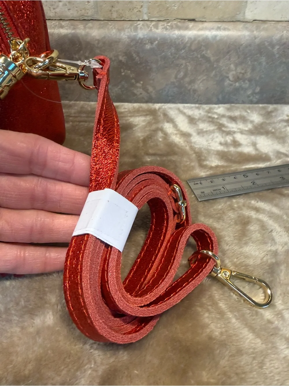 Marlon Made In Italy Red Metallic Crossbody Bag